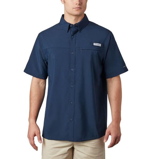 Columbia PFG Grander Marlin Shirts Navy For Men's NZ59174 New Zealand